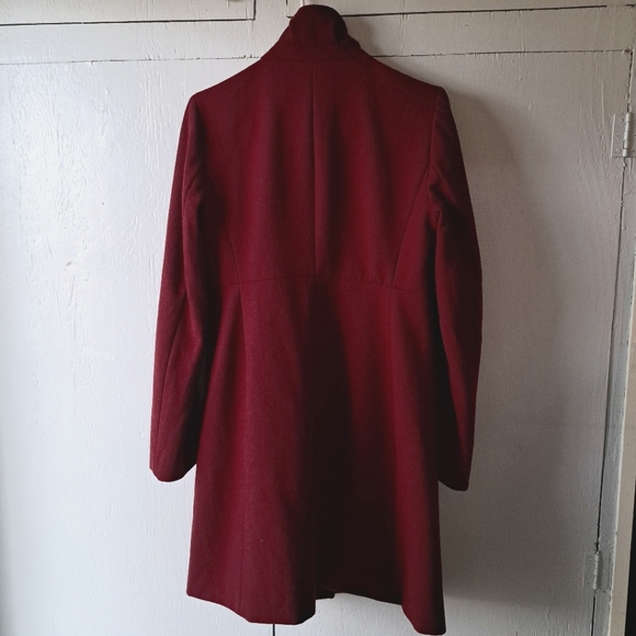 J. Crew Uptown Burgundy Wool Blend High Collar Dress Trench Coat SZ 6 - Picture 14 of 14